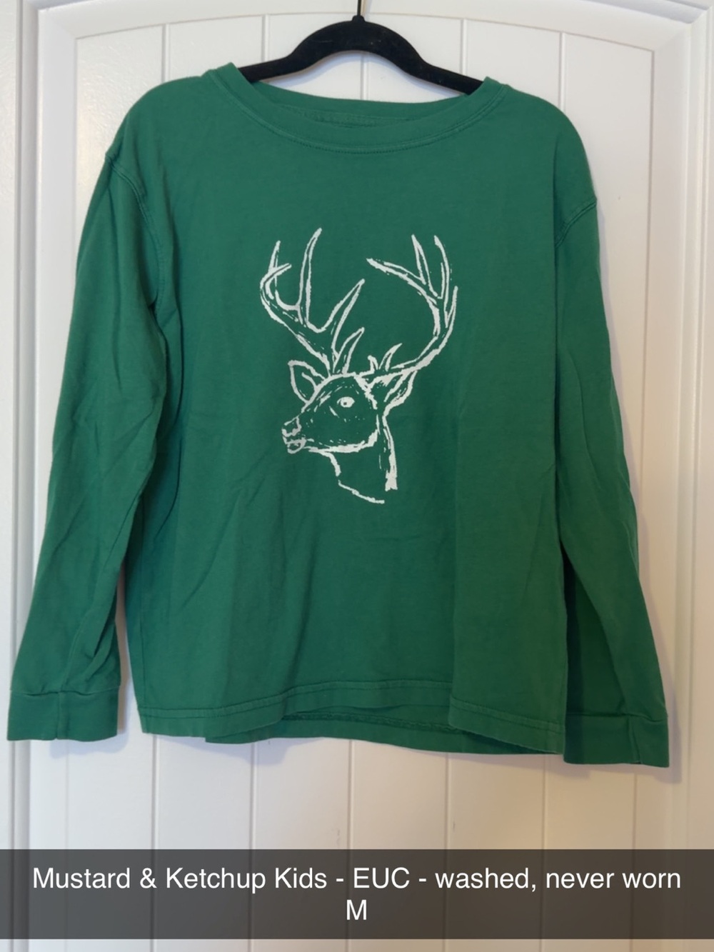 Mustard & Ketchup Kids Green Deer Graphic Long-Sleeve Shirt